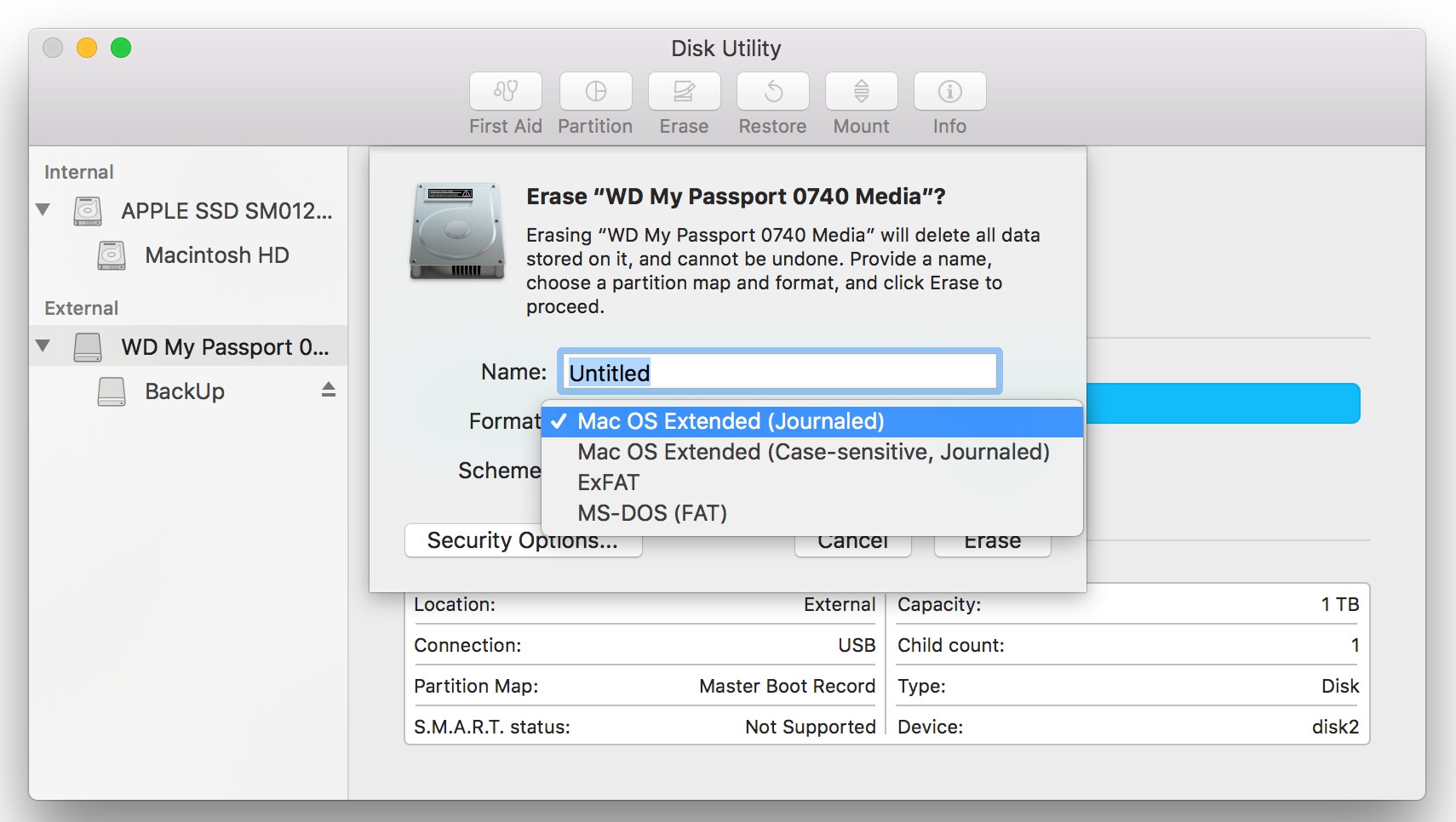 format my passport for mac from pc